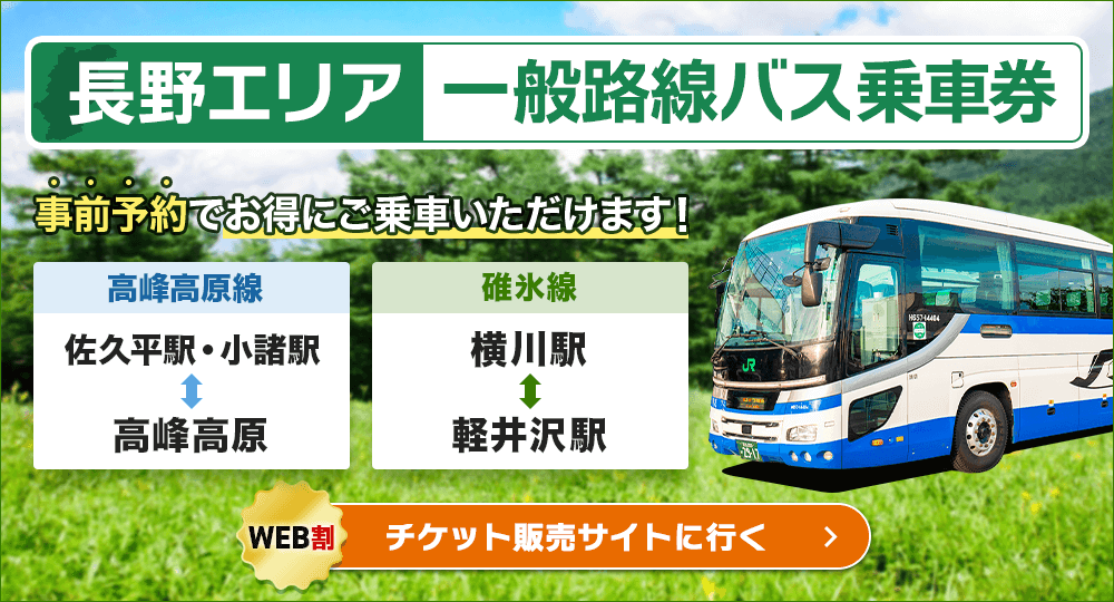 長野エリア一般路線バス乗車券 事前予約なので確実にご乗車いただけます。